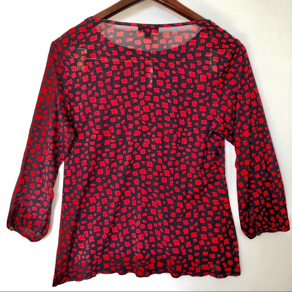 The Limited Navy and Red Sheer Blouse - Picture 4 of 5